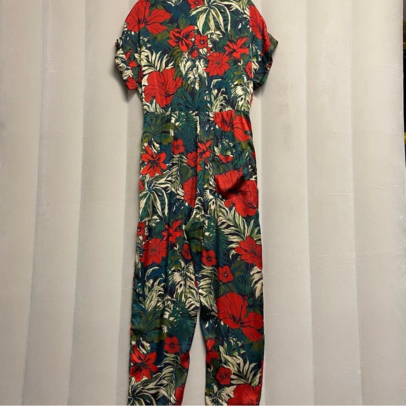 Zara Women’s Jumpsuit Medium Floral Tropical Hawaiian Resortwear Feminine - Picture 8 of 14